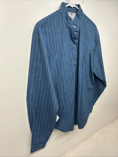 New Women’s Cowboy Threads Blue Stripe Long Sleeve Button Up Medium YY-79