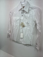 New Boys ELY Cattleman White Long Sleeve Pearl Snap Size 10 DD-80