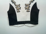 New Women’s Black White 1849 Authentic Ranchwear Cut Off Zip Up Vest M 3B-68