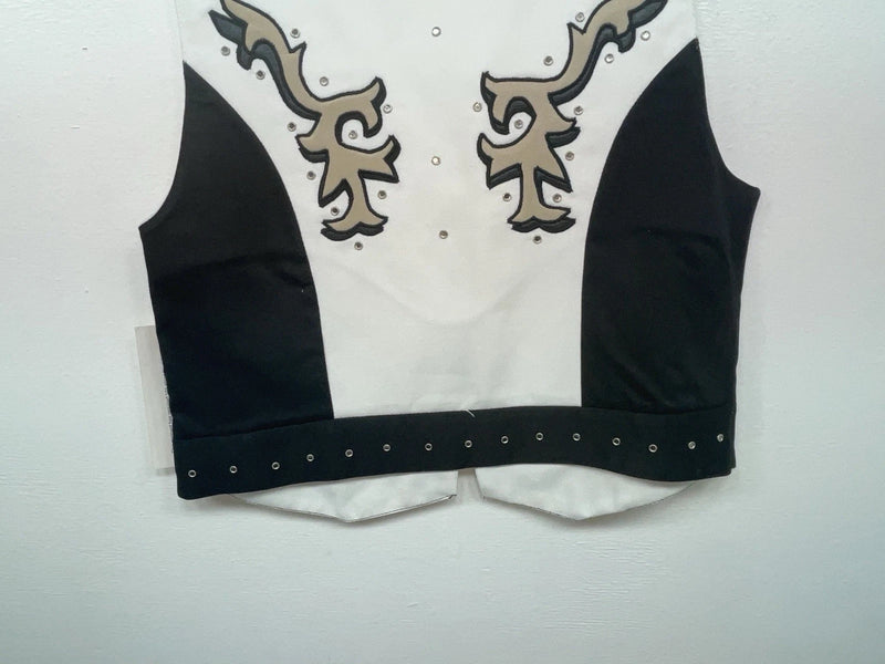 New Women’s Black White 1849 Authentic Ranchwear Cut Off Zip Up Vest M 3B-68
