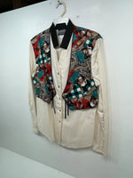 New Women’s Cream Horse Circle Y Long Sleeve Button Up Shirt M #60531 3B-41