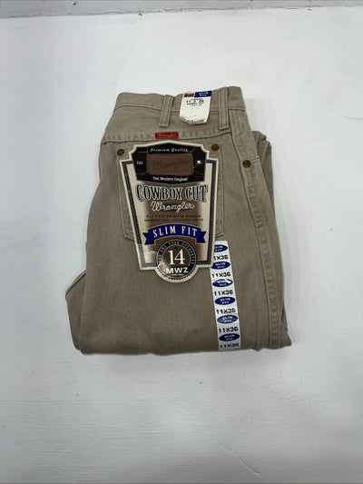 Nw Men’s Tan Cowboy Cut Slim Fit Wrangler Jeans. 11x36 G-3