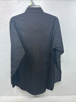 New Men’s  ELY Cattleman Black Long Sleeve Pearl Snap 16.5 X 34 Large V1-100