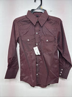 New Kids White Horse Purple Stripe Long Sleeve Pearl Snap Medium DD-73 