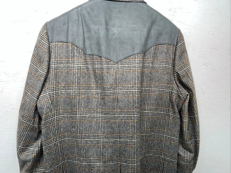 New Men’s HbarC California Ranchwear Grey Plaid Suit Jacket 42R #14753 AA-605