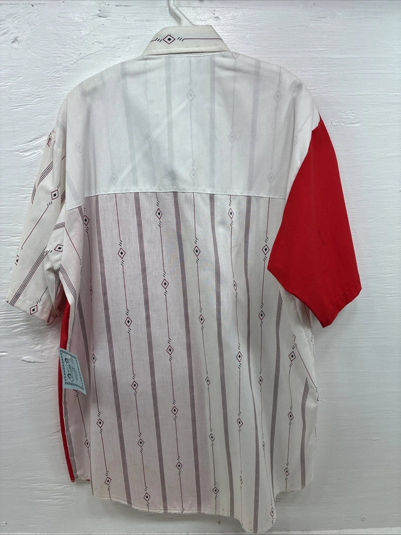New Men’s Cowboy Threads Red Designed Short Sleeve Button Up Large CC-42