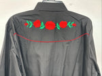 New Women’s Country Charmers Black Rose Long Sleeve Pearl Snap XL II-59
