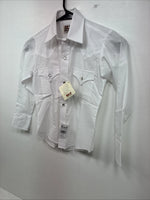 New Boys ELY Cattleman White Long Sleeve Pearl Snap Size 8 MM-15