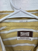 New Men’s Fenton Yellow White Strip Long Sleeve Pearl Snap Medium J-54