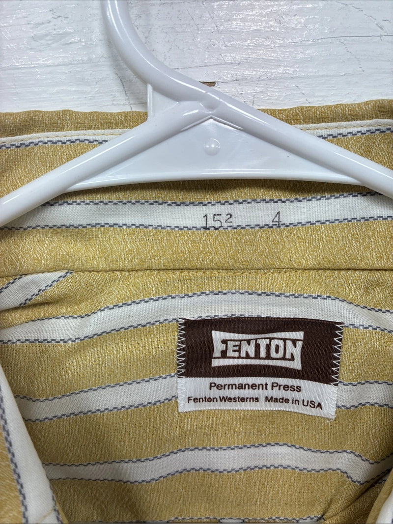 New Men’s Fenton Yellow White Strip Long Sleeve Pearl Snap Medium J-54