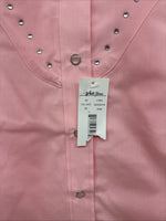 New Women’s White Horse Pink Gem Long Sleeve Pearl Snap Medium KK-95