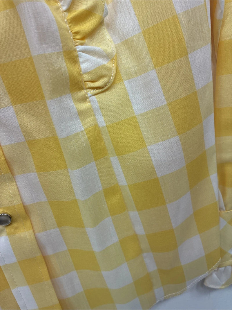 Be Women’s H Bar C Yellow Checker Long Sleeve Pearl Snap Size 30 LL-111