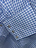 New men’s RockMount Ranch Blue Long Sleeve Pearl Snap 15 X 35 Medium B-81