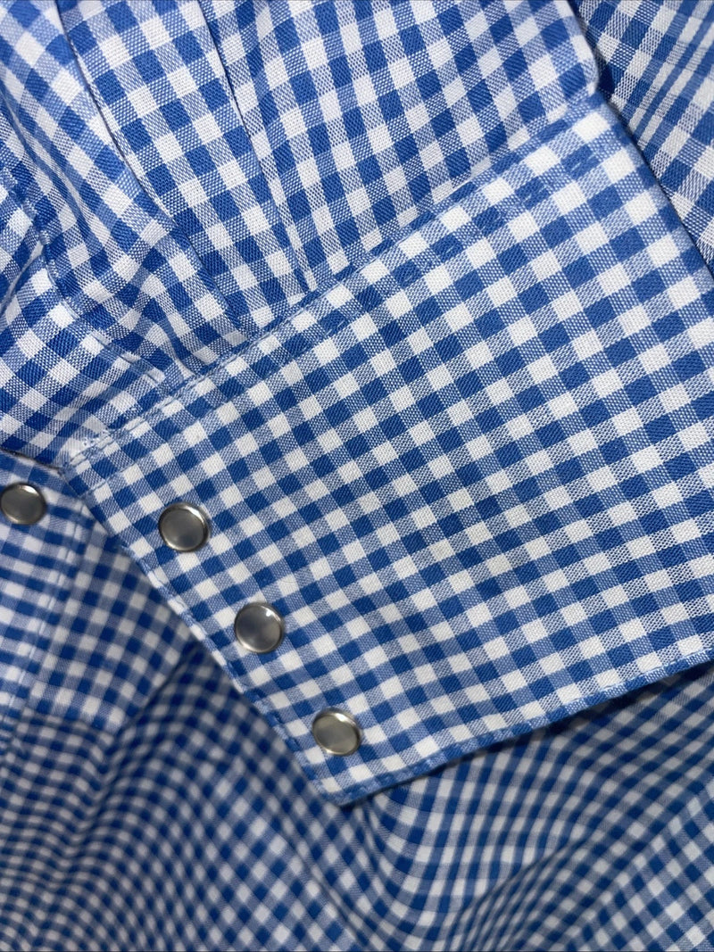 New men’s RockMount Ranch Blue Long Sleeve Pearl Snap 15 X 35 Medium B-81