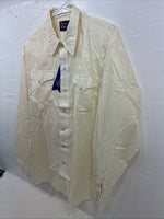 New Men’s Panhandle Slim Yellow Strip Long Sleeve Pearl Snap 16 Large AA-33