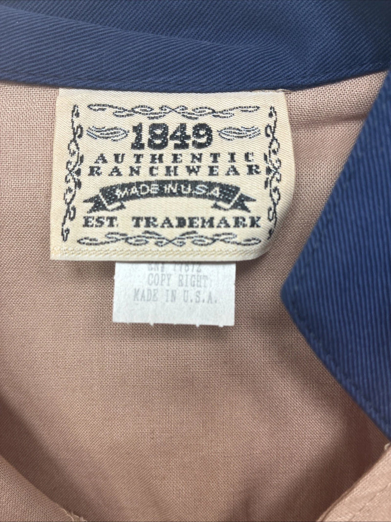 New Women’s 1849 RanchWear Blue Deign Long Sleeve Button Up XL TT-40