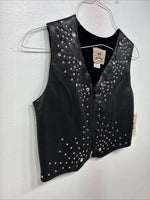 New Women’s 1848 RanchWear Black Rhinestone Sleeveless Vest Zip Up Small YY-41