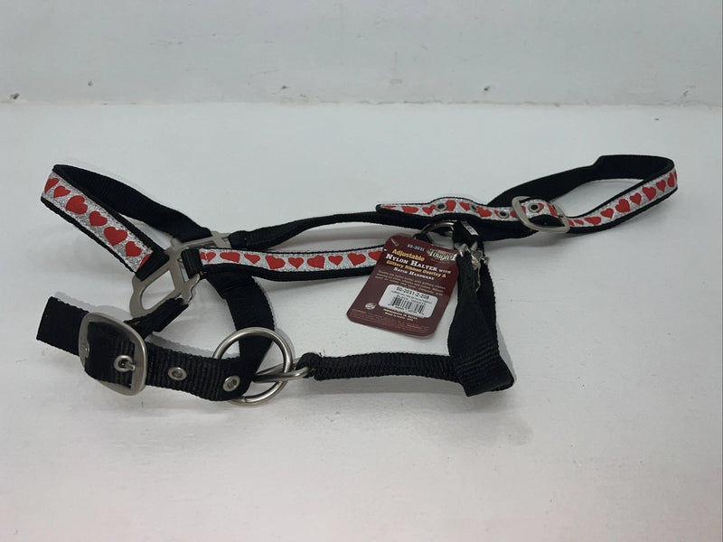 New Tough 1 Black Nylon Halter With Red Hearts Full #50-2031 3C-11