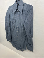 New Men’s Champion Western Blue Jean Long Sleeve Pearl Snap 14 Small AA-1