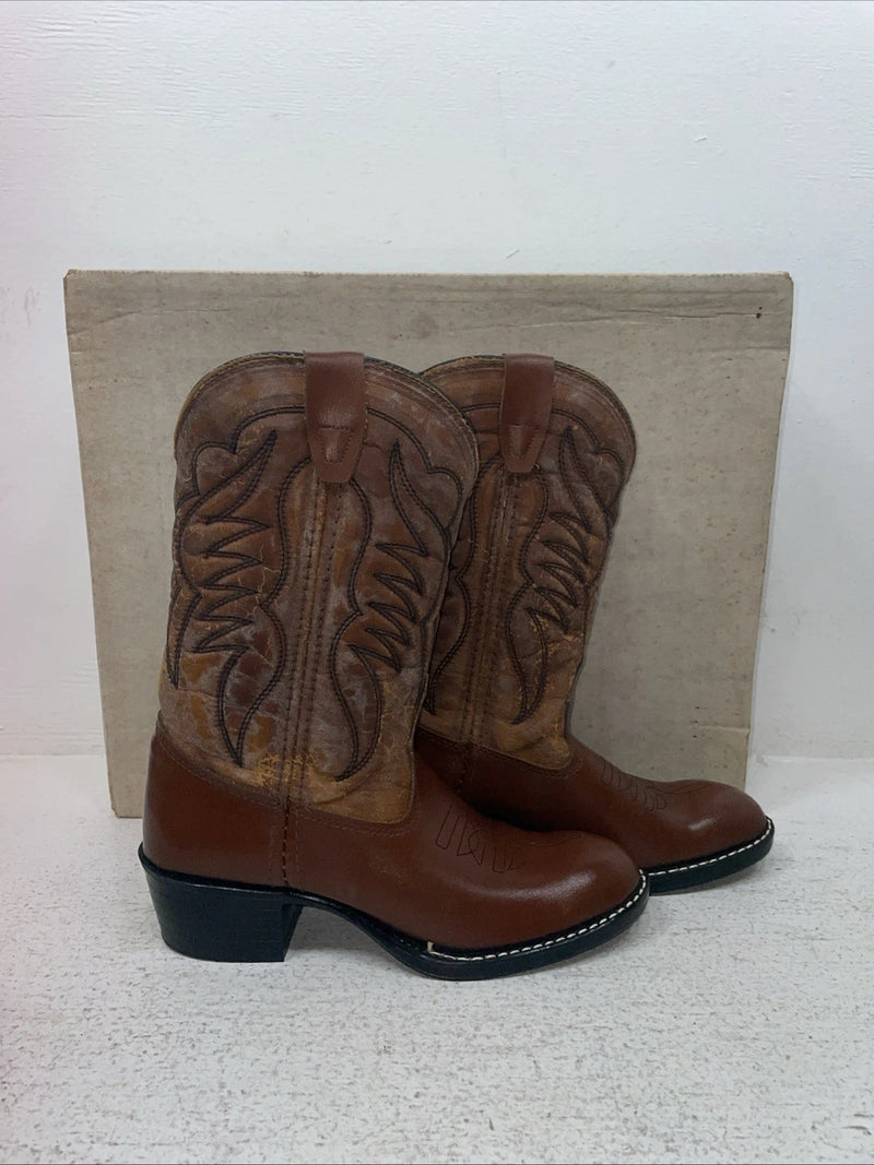 New Youth Brown Sears Cowboy Boots. 658 64889 4 D. 22-94