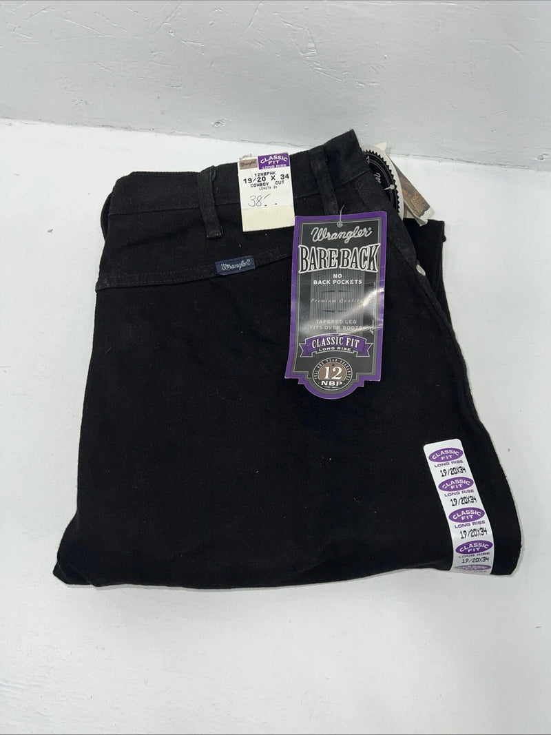 New Women’s Black Bareback Classic Fit Wrangler Jeans. 19/20x34 H-16