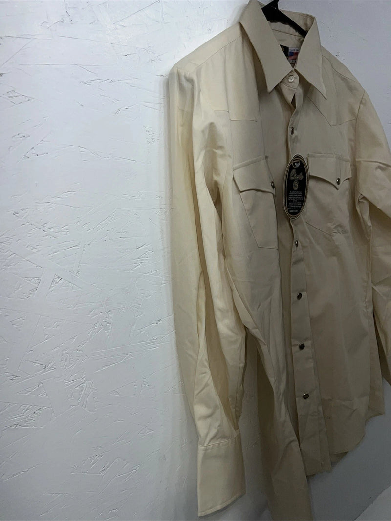 New Men’s Yellow Circle S Pearl Snap Long Sleeve Shirt 15x32 M P-33