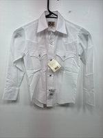 New Boys ELY Cattleman White Long Sleeve Pearl Snap Size 8 MM-15