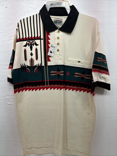 New Men’s Cumberland Multiple Color Western Design Short Sleeve Polo Medium K-52