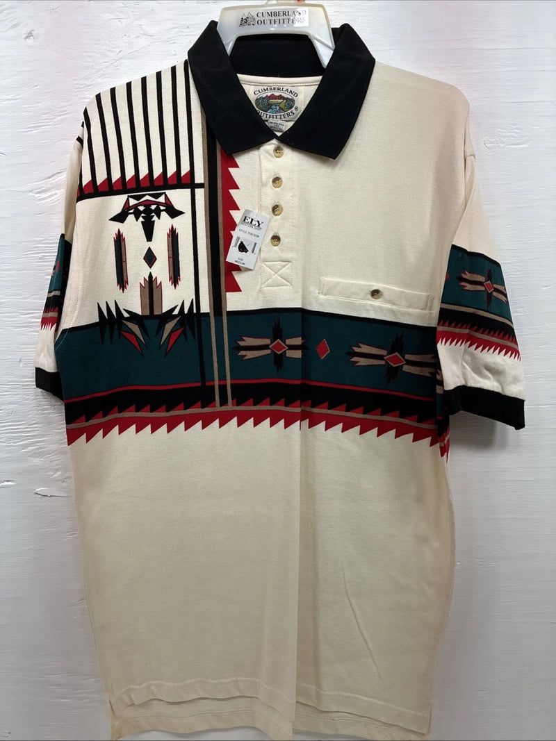 New Men’s Cumberland Multiple Color Western Design Short Sleeve Polo Medium K-52