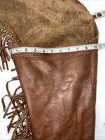 NOS Brown Show Chaps With Fringe Adjustable Waist 40” L-44