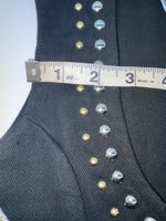 New Women’s Black With Bling Valencia Cut Off Zip Up Shirt S #69479 3B-63