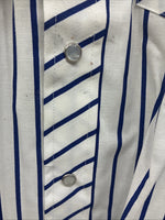 New Men’s H Bar C White Blue Stripe Long Sleeve Pearl Snap 16.5 X 34 Large Q-103