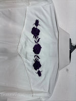 New Men’s White Horse White Purple Long Sleeve Pearl Snap Large MM-34