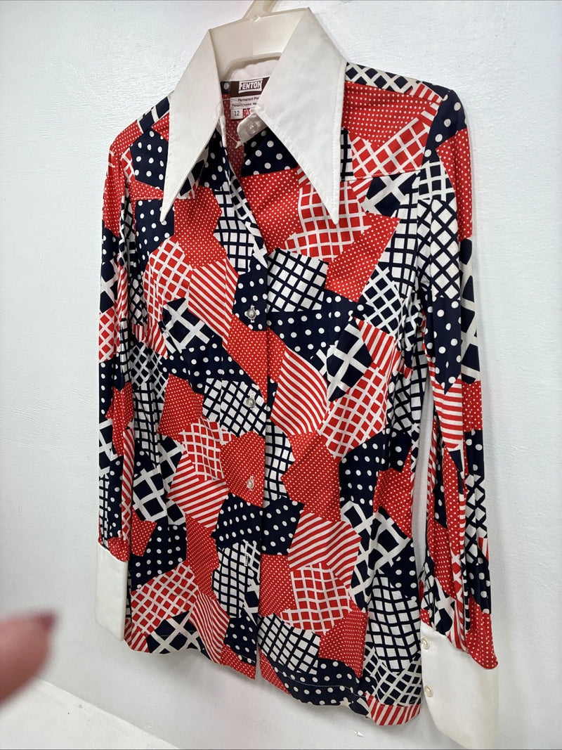 New Women’s Fenton Multicolor Design Long Sleeve Button Up 12 MM-47