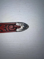 New Red Genuine Leather Chambers Tooled 20” Belt #WY347 NN-52