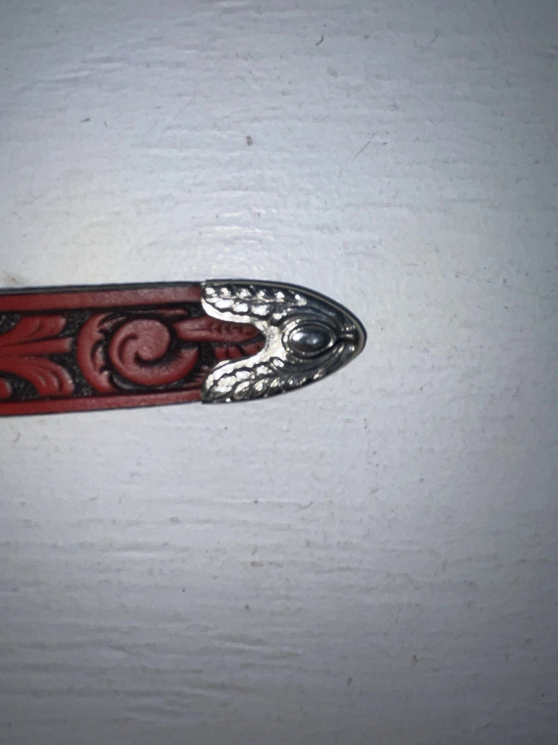 New Red Genuine Leather Chambers Tooled 20” Belt #WY347 NN-52