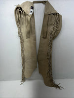 New Tan Whitman Show Chaps With Fringe Adjustable Waist 43” L-49