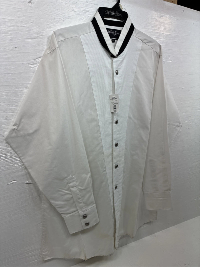 New Men’s White Horse White Tux Long Sleeve Button Up Undershirt XL H-87