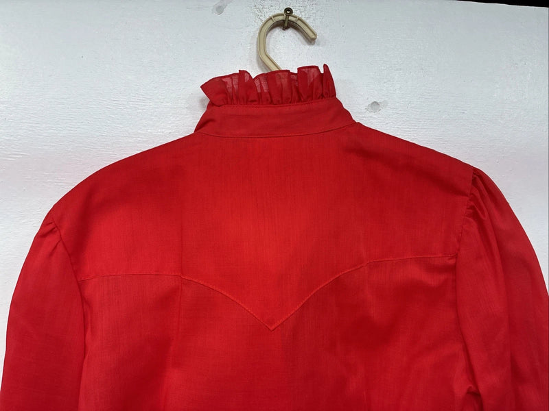 New Women’s H Bar C Red Long Sleeve Button up Size 34 MM-132