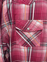 New Women’s Cumberland Pink Plaid Long Sleeve Pearl Snap XL GG-73
