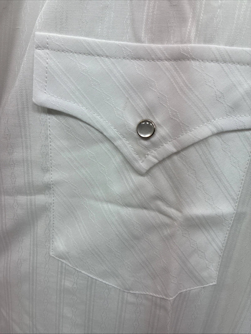 New Men’s ELY Cattleman White Deigned Long Sleeve Pearl Snap 20.5 4XL X-108