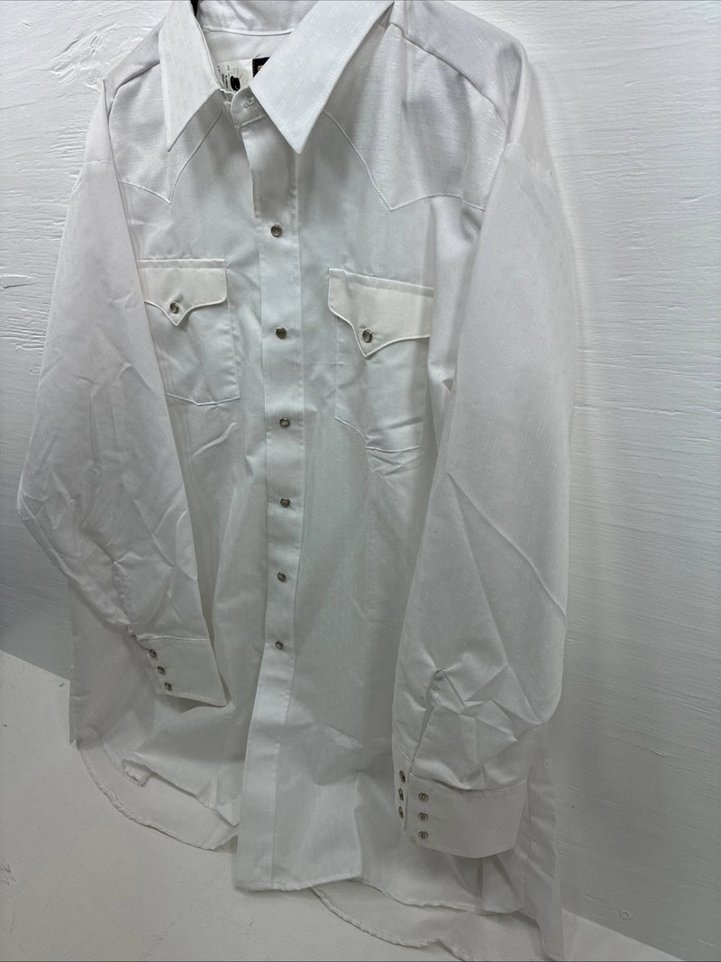 New Men’s Panhandle White Western Long Sleeve Pearl Snap 2XL E-71