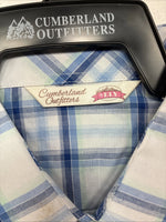 New Women’s Cumberland Blue Plaid Long Sleeve Pearl Snap Large GG-84