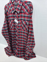 New men’s White Horse Red Flannel Long Sleeve Pearl Snap 3XL E-64