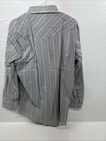 New men’s Mesquite Gray Stripe Long Sleeve Pearl Snap 16 Large F-70