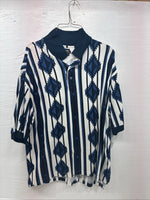 New Men’s Panhandle White Blue Western Shorts Sleeve Polo Shirt Large V-91
