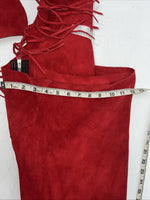 NOS Red Whitman Show Chaps With Fringe XL Adjustable Waist 40” I-66