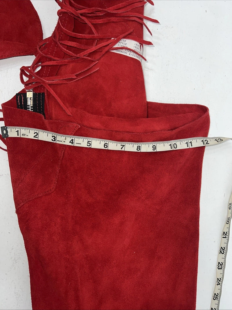NOS Red Whitman Show Chaps With Fringe XL Adjustable Waist 40” I-66