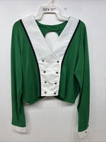 New Women’s Cowboy Threads Green White Button Up Design Long Sleeve XL TT-96