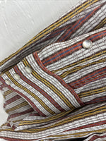 New Men’s Rocket mount Multicolor Stripe Long Sleeve Pearl Snap 15 Medium K-93